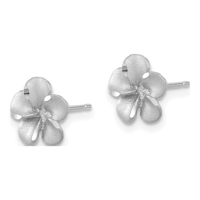 14K White Gold Plumeria Stud Earrings – view 3