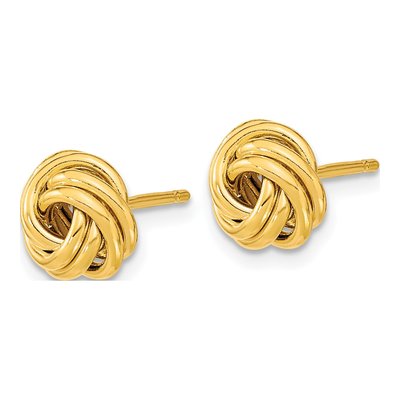 14K Yellow Gold Love Knot Button Stud Earrings – view 3