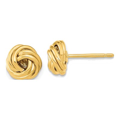 14K Yellow Gold Love Knot Button Stud Earrings