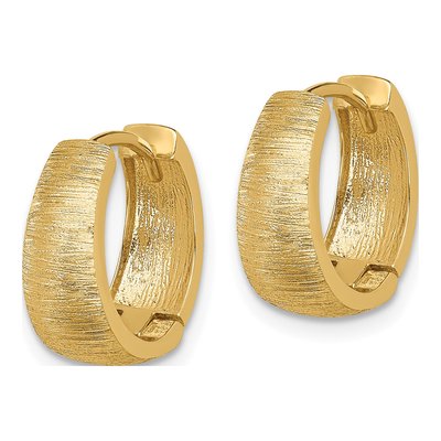 14K Yellow Gold 14mm Textured Huggie Hoop Earrings – view 3