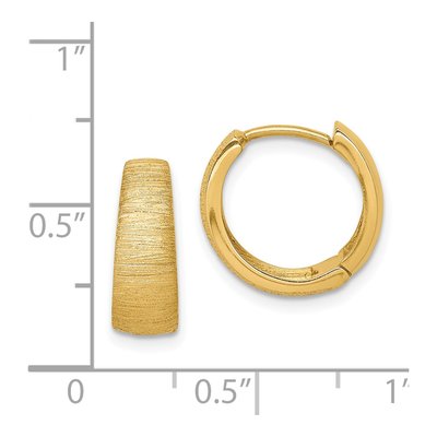 14K Yellow Gold 14mm Textured Huggie Hoop Earrings – view 5