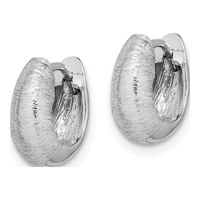 14K White Gold 11mm Textured Huggie Hoop Earrings – view 3