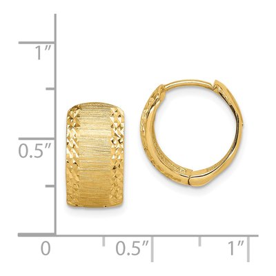 14K Yellow Gold 14mm Diamond-Cut Textured Huggie Hoop Earrings – view 4