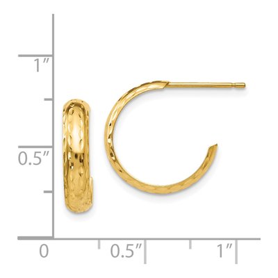 14K Yellow Gold 16mm Diamond-Cut J- Hoop Earrings – view 5