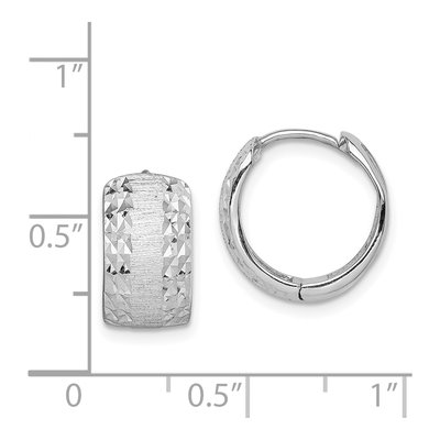 14K White Gold 14mm Diamond-Cut Huggie Hoop Earrings – view 5