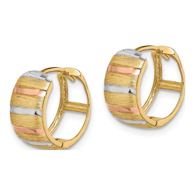14K Yellow Gold 14mm Huggie Hoop Earrings – view 3