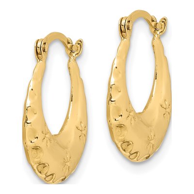 14K Yellow Gold Textured Hoop Earrings – view 3