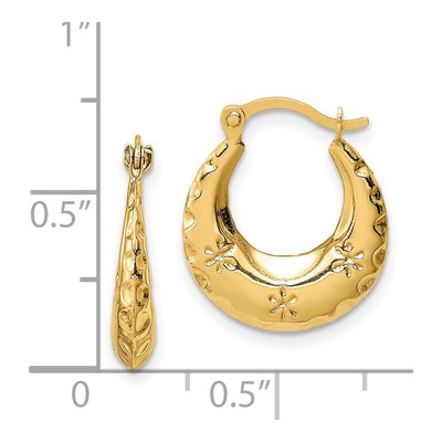 14K Yellow Gold Textured Hoop Earrings – view 5