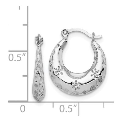 14K White Gold Textured Hoop Earrings – view 5