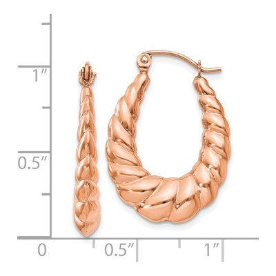 14K Rose Gold Twisted Hollow Hoop Earrings – view 5