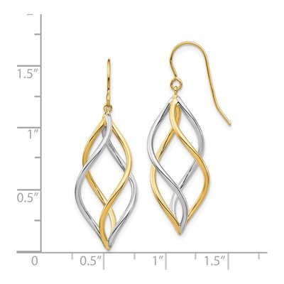 14K Two-Tone Gold Twisted Dangle Earrings – view 5