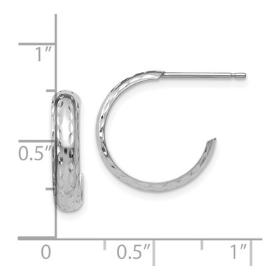 14K White Gold 16mm Diamond-Cut J- Hoop Earrings – view 3