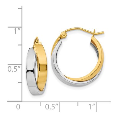 14K Two-Tone Gold 18mm Double Hoop Earrings – view 5
