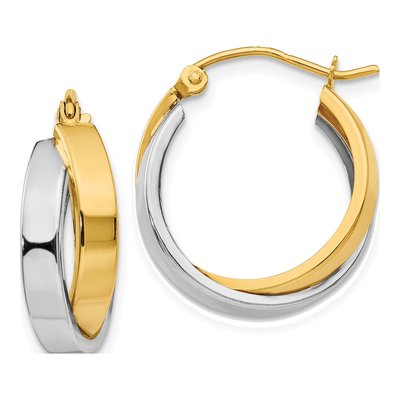 14K Two-Tone Gold 18mm Double Hoop Earrings