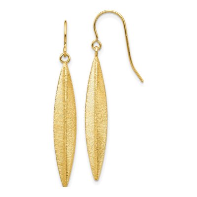 14K Yellow Gold Oval Dangle Earrings