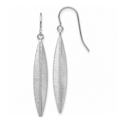 14K White Gold Oval Dangle Earrings