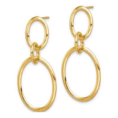14K Yellow Gold Oval Dangle Earrings – view 3