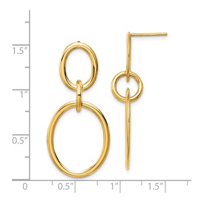 14K Yellow Gold Oval Dangle Earrings – view 5