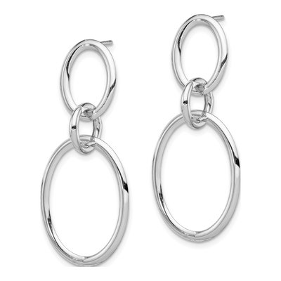 14K White Gold Oval Dangle Earrings – view 3