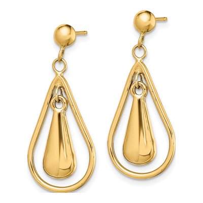 14K Yellow Gold Teardrop Dangle Earrings – view 3