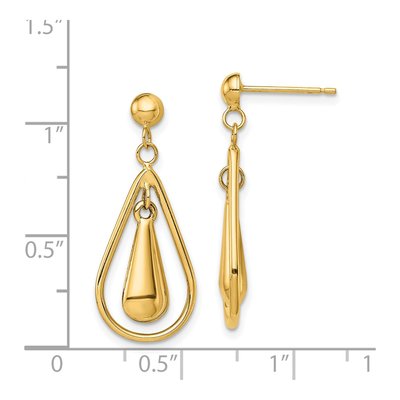 14K Yellow Gold Teardrop Dangle Earrings – view 5