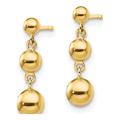 14K Yellow Gold 3-Ball Dangle Earrings – view 3