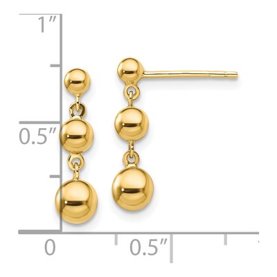 14K Yellow Gold 3-Ball Dangle Earrings – view 4