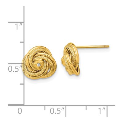 14K Yellow Gold Round CZ Love Knot Stud Earrings – view 3