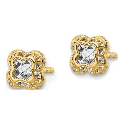 14K Yellow Gold Floral Stud Earrings – view 3