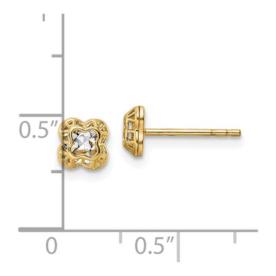 14K Yellow Gold Floral Stud Earrings – view 4