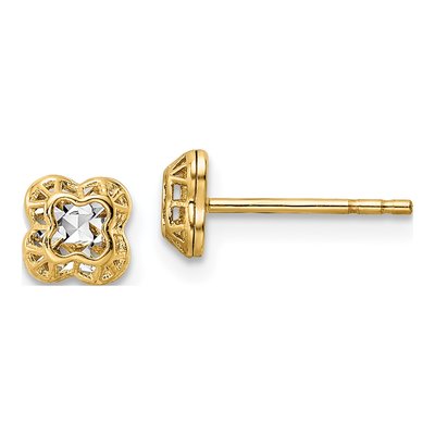 14K Yellow Gold Floral Stud Earrings
