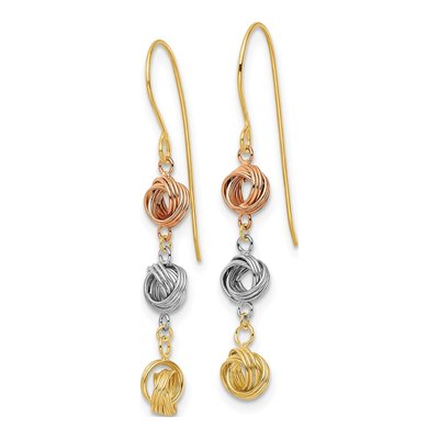 14K Tri-Color Gold Love Knot Dangle Earrings – view 3