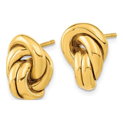 14K Yellow Gold Love Knot Button Stud Earrings – view 2