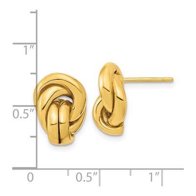14K Yellow Gold Love Knot Button Stud Earrings – view 3