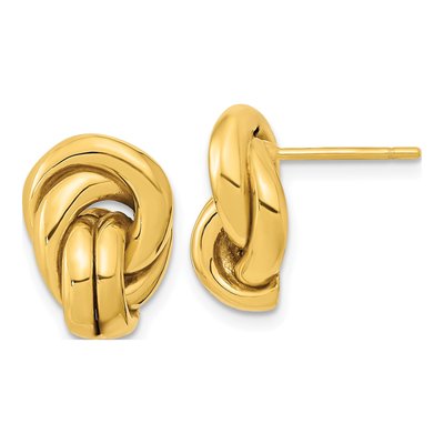 14K Yellow Gold Love Knot Button Stud Earrings