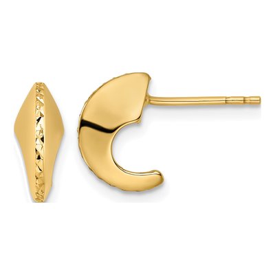 14K Yellow Gold 12mm Diamond-Cut J- Hoop Earrings