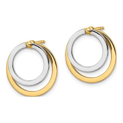 14K Two-Tone Gold Circle Dangle Earrings – view 3