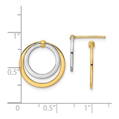 14K Two-Tone Gold Circle Dangle Earrings – view 4