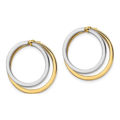 14K Two-Tone Gold Circle Front Back Dangle Earrings – view 3