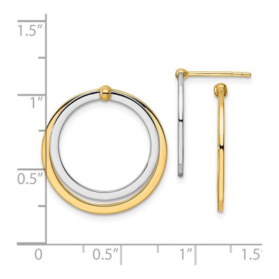 14K Two-Tone Gold Circle Front Back Dangle Earrings – view 4