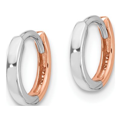 14K Two-Tone Gold 7mm Huggie Hoop Earrings – view 2