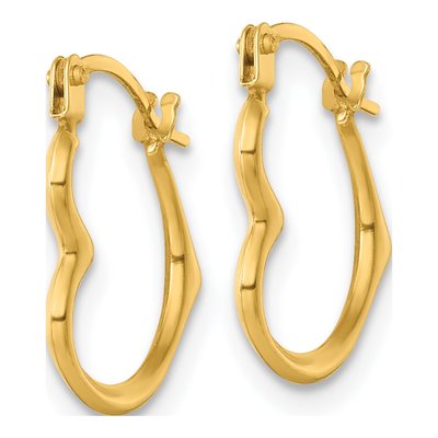14K Yellow Gold 15mm Heart Hoop Earrings – view 3