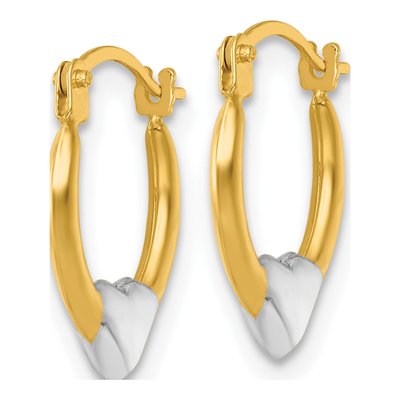 14K Yellow Gold 12mm Heart Hoop Earrings – view 3