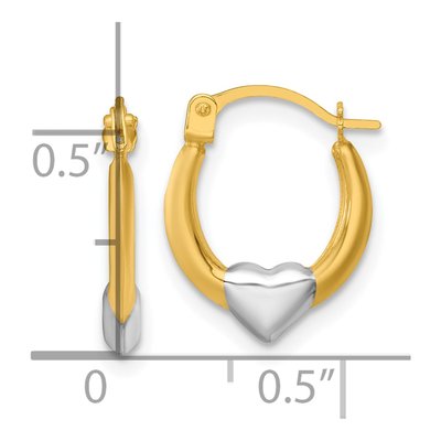 14K Yellow Gold 12mm Heart Hoop Earrings – view 4