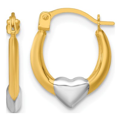 14K Yellow Gold 12mm Heart Hoop Earrings