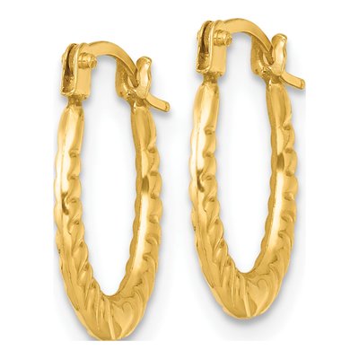 14K Yellow Gold 11mm Heart Scalloped Hoop Earrings – view 3