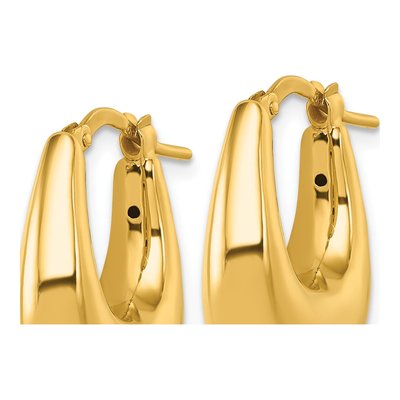 14K Yellow Gold 16mm Puffed Oval Hoop Earrings – view 3