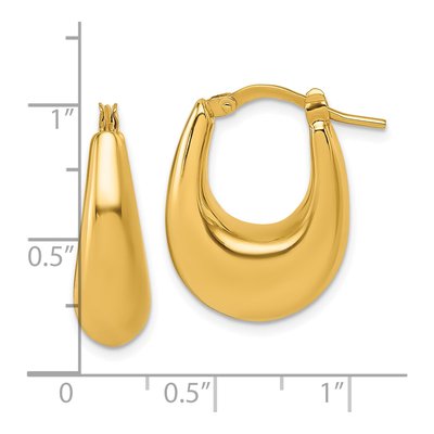 14K Yellow Gold 16mm Puffed Oval Hoop Earrings – view 4