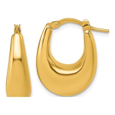 14K Yellow Gold 16mm Puffed Oval Hoop Earrings