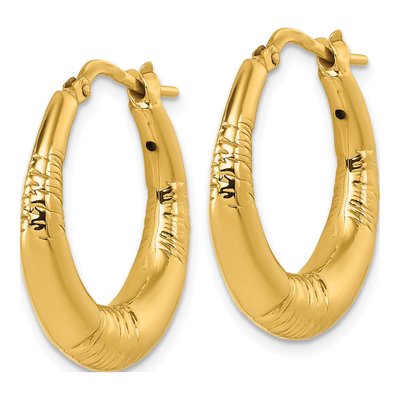 14K Yellow Gold 24mm Puffed Round Hoop Earrings – view 3